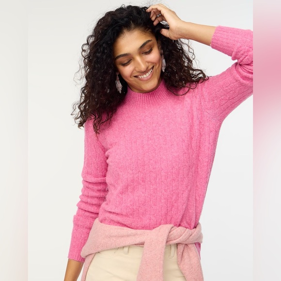 NWT J.crew Cable-knit Mockneck Sweater In Extra Soft Yarn - Picture 1 of 6